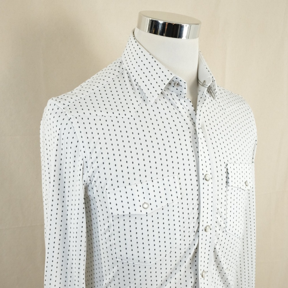 Buttercloth Small Slim Fit Pearl Snap Western Shirt White Diamond Icy Cotton
